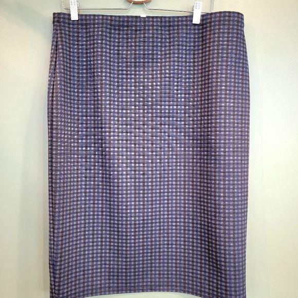 2 Women's Pencil Skirt Max Studio & Kenar Stretch 14 XL Black White Check LOT - Picture 2 of 10